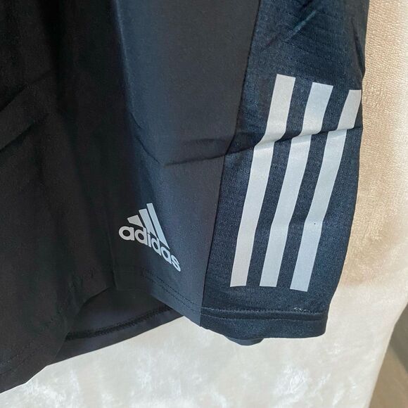 Adidas Shorts Men's Size 2XL Color Black White 3-Stripes Own the Run Lined - Picture 2 of 12